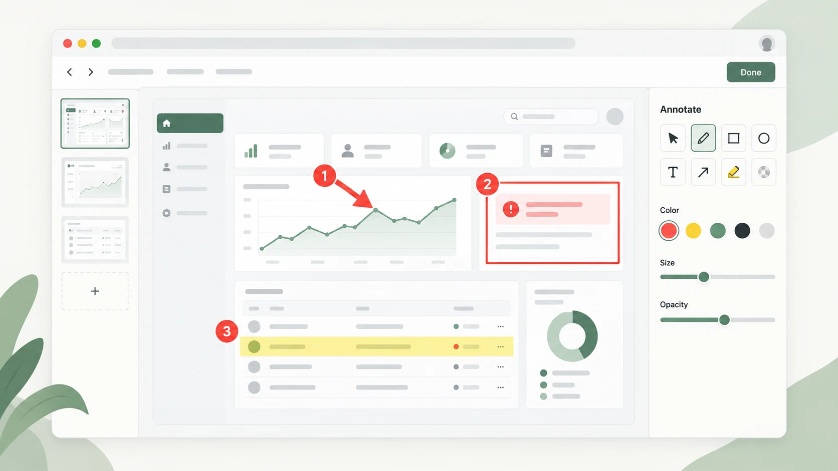 Screenshot annotation tool with an arrow, rectangle, highlight, and numbered steps