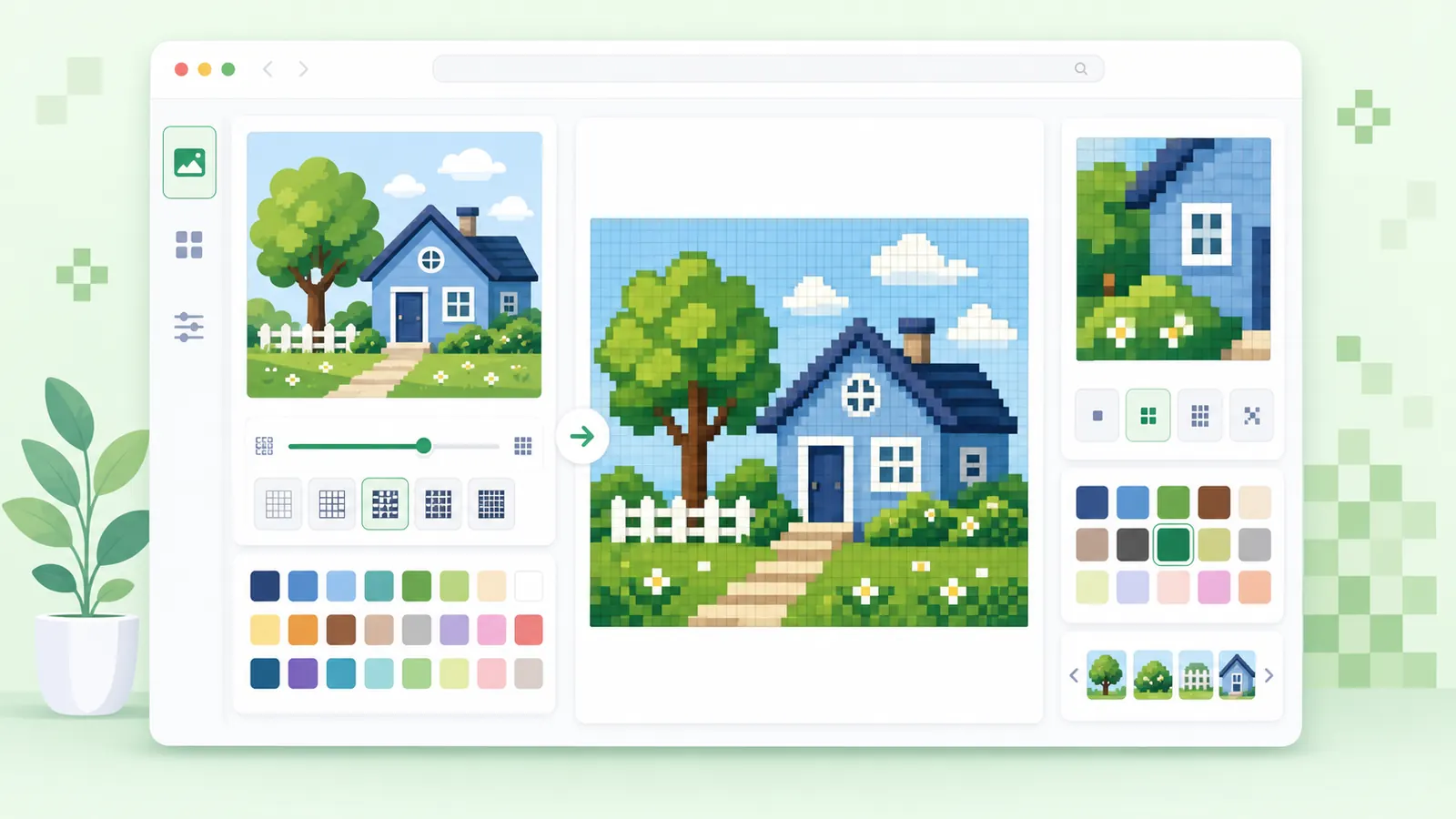 A pixel art reference with a limited palette